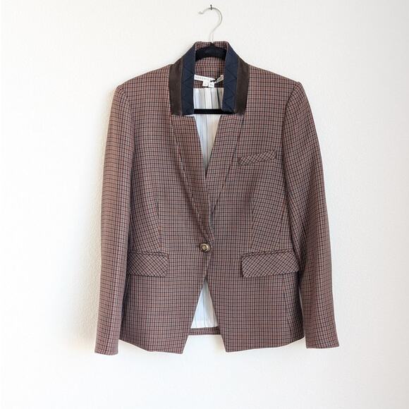 NWT Veronica Beard Upcollar Houndstooth Dickey Jacket Blazer in Multi, size  6 - Picture 1 of 13